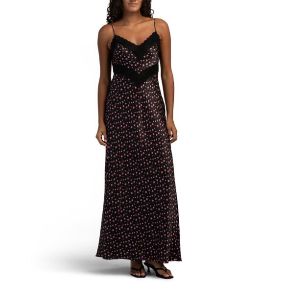 LOVE SHACK FANCY Black Pink Silk Serita Dress - Picture 1 of 2